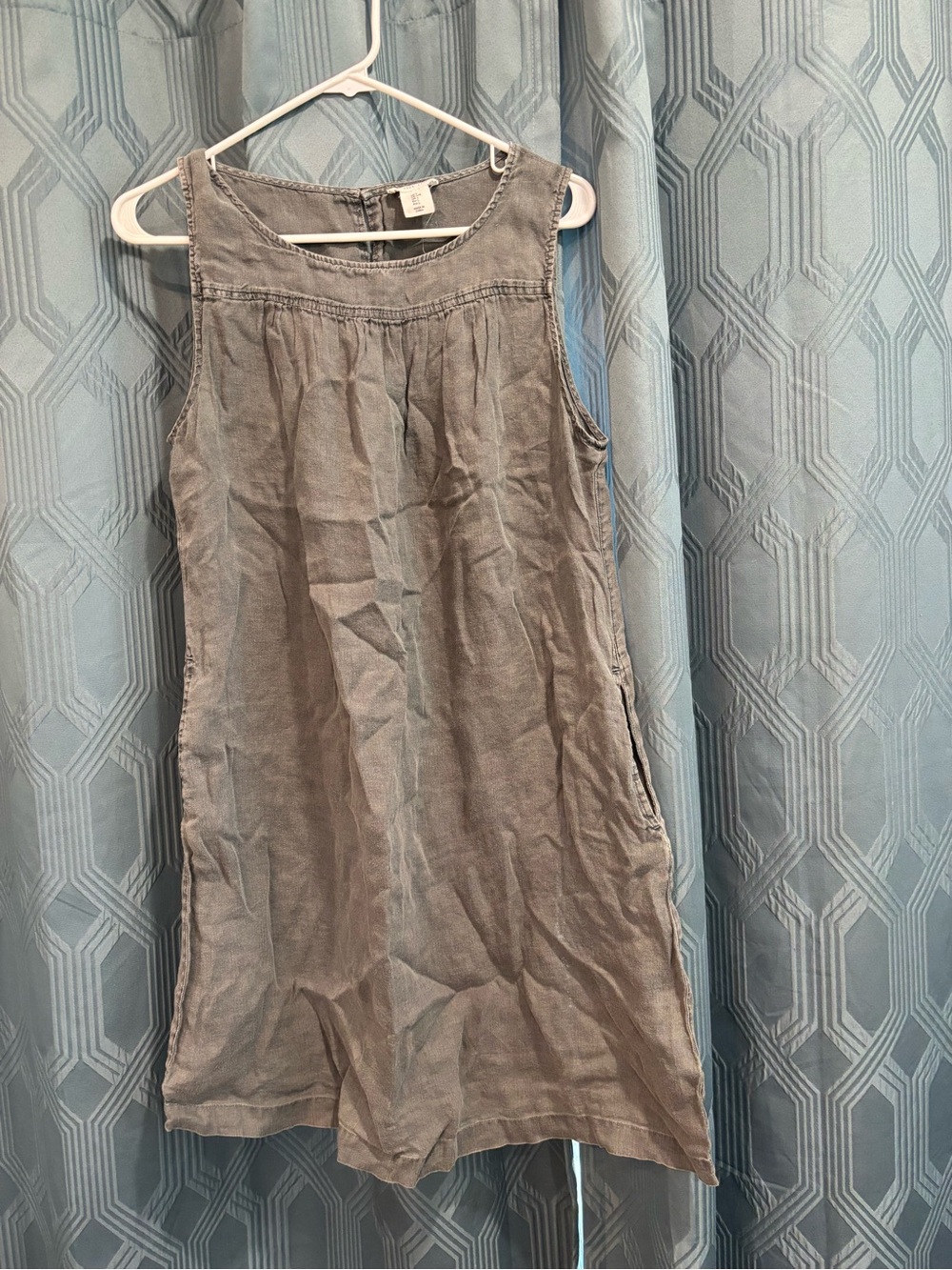 Artisan Ny Lagenlook Gray Linen Sleeveless Shift Dress